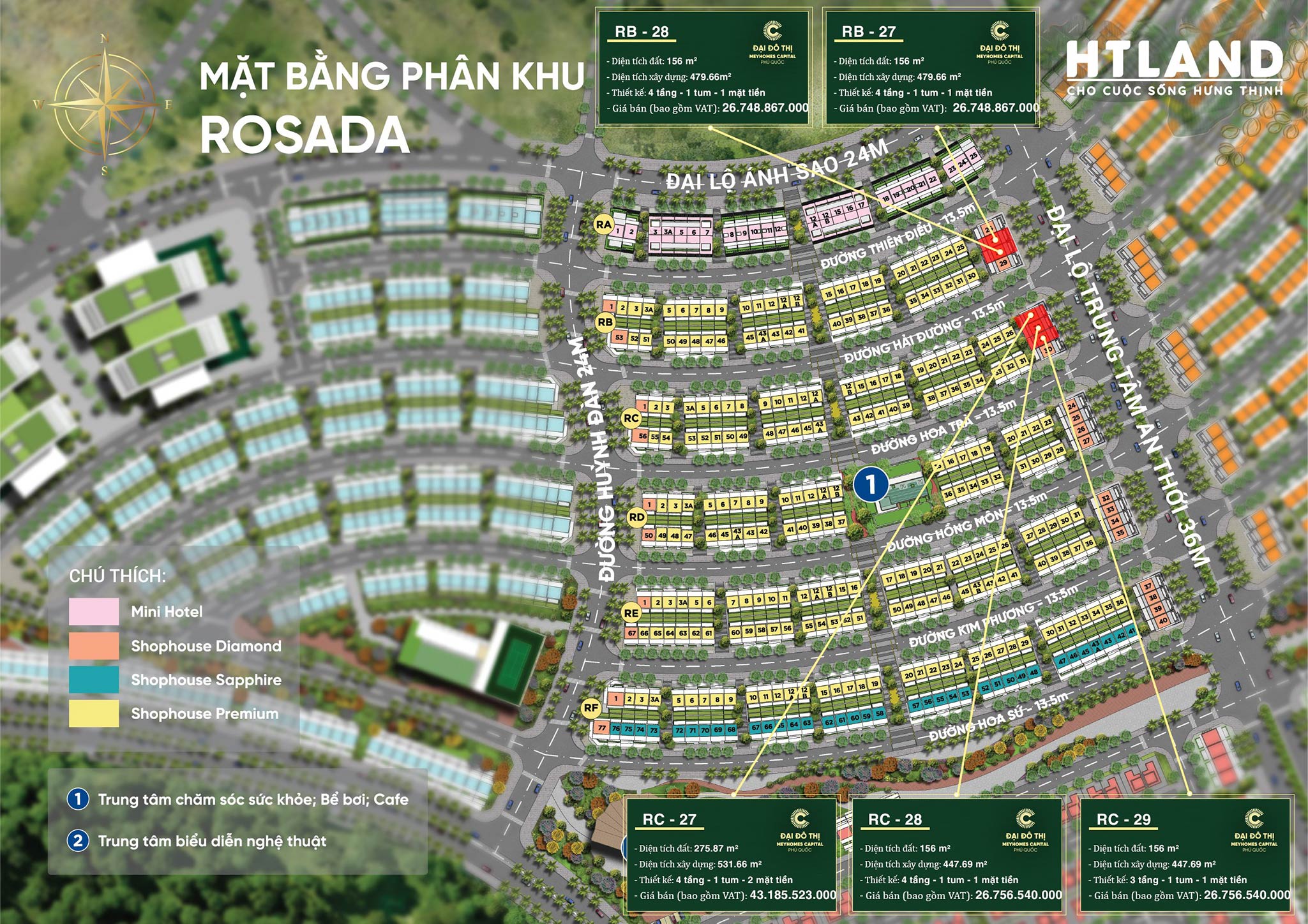 Mặt bằng phân khu Rosada